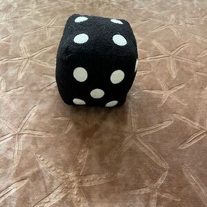 Black Plush Dice with White Dots